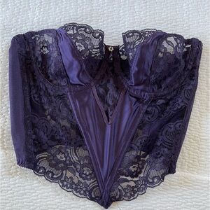 Vintage Christian Dior Lace Intimate Corset Bustier Purple Size 34C